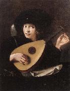 unknow artist, A Young man tuning a lute